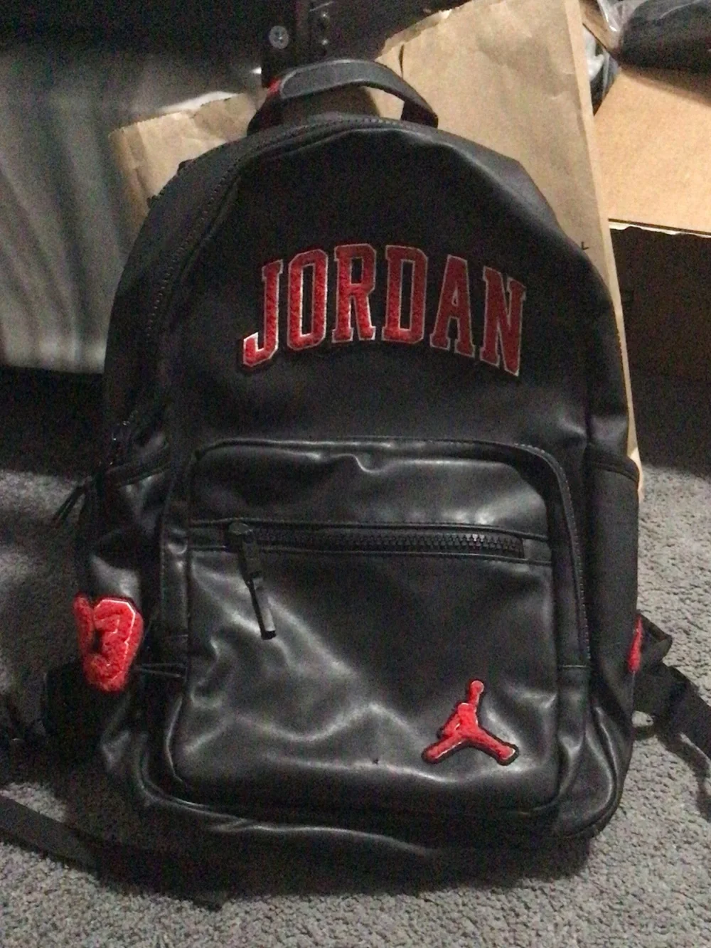 Jordan Black and Red Logo Backpack